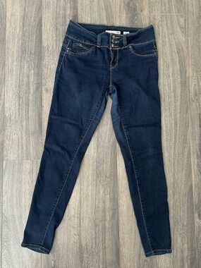 🔥 2/$20 Women’s Butt Lifting Mid Rise Dark Blue Denim Skinny Jeans Casual Chic